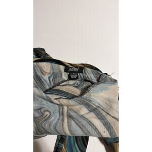 Polly New York Ribbed Swirl Crop Top Long Sleeve Blue Brown